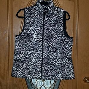 Rafaella Animal Print Puffer Quilted Vest Sz. L